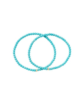 Pulsera Mancini de oro con turquesa 10 K con acabado liso