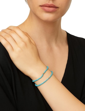 Pulsera Mancini de oro con turquesa 10 K con acabado liso