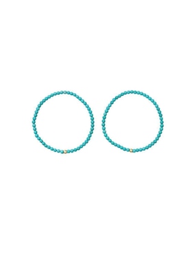 Pulsera Mancini de oro con turquesa 10 K con acabado liso