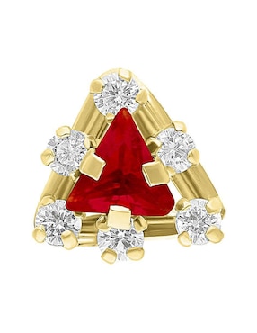 Arete individual triangular Joyería M De Leon de oro 10 K con acabado brillante zirconia