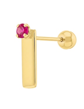 Arete individual rectangular Joyería M De Leon de oro 10 K con acabado brillante zirconia
