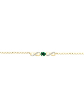 Pulsera Fascinare de oro con diamante y esmeralda 14 k con acabado brillante
