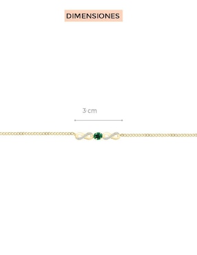 Pulsera Fascinare de oro con diamante y esmeralda 14 k con acabado brillante