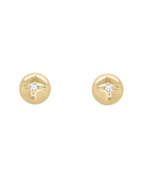 Broqueles redondos Fianelli de oro 14 K con acabado brillante diamante