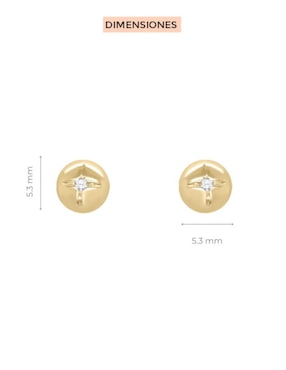 Broqueles redondos Fianelli de oro 14 K con acabado brillante diamante