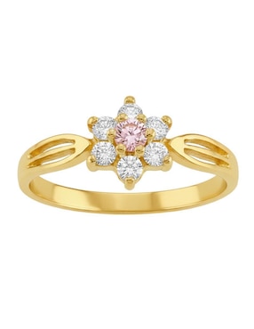 Anillo de flor Joyería M De Leon 10 k de oro zirconia brillante