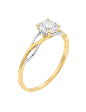 Anillo circular Joyería M De Leon 10 k de oro zirconia brillante