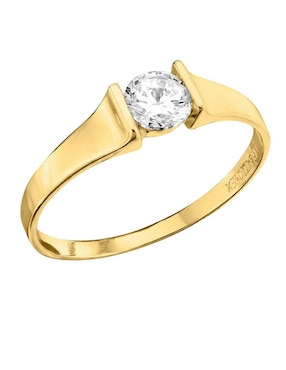 Anillo circular Joyería M De Leon 10 k de oro zirconia brillante