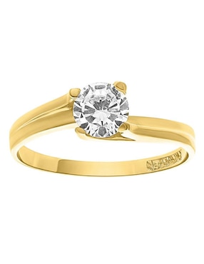 Anillo circular Joyería M De Leon 10 k de oro zirconia brillante