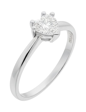 Anillo de corazón Joyería M De Leon 10 k de oro blanco zirconia pulido
