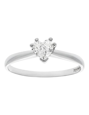 Anillo de corazón Joyería M De Leon 10 k de oro blanco zirconia pulido