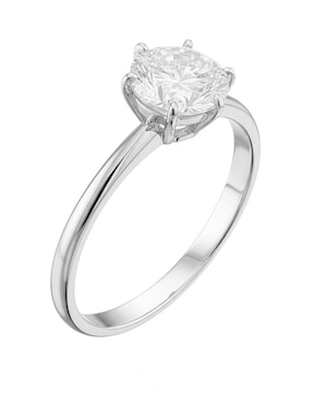 Anillo circular Joyería M De Leon 10 k de oro blanco zirconia pulido
