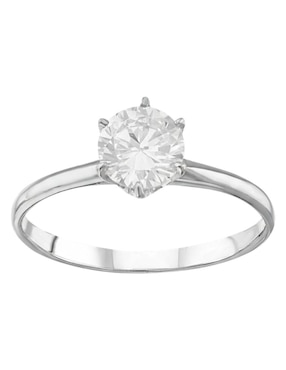 Anillo circular Joyería M De Leon 10 k de oro blanco zirconia pulido