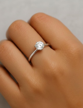 Anillo circular Joyería M De Leon 10 k de oro blanco zirconia pulido