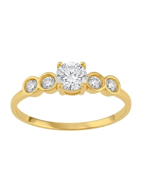 Anillo circular Joyería M De Leon 10 k de oro zirconia brillante