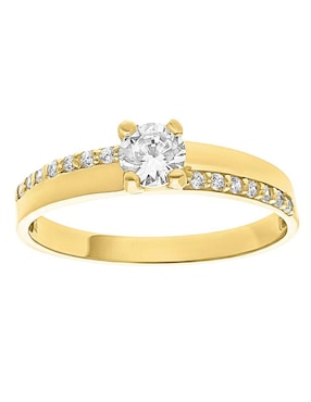 Anillo circular Joyería M De Leon 10 k de oro zirconia brillante