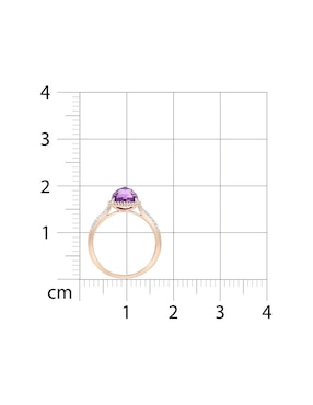 Anillo Joyerias Bizzarro 14 k de oro rosa amatista y diamante brillante