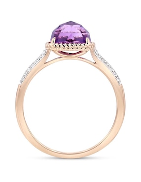Anillo Joyerias Bizzarro 14 k de oro rosa amatista y diamante brillante