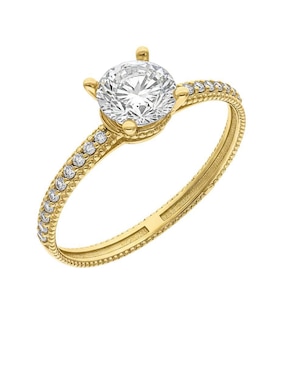 Anillo circular Joyería M De Leon 10 k de oro zirconia brillante