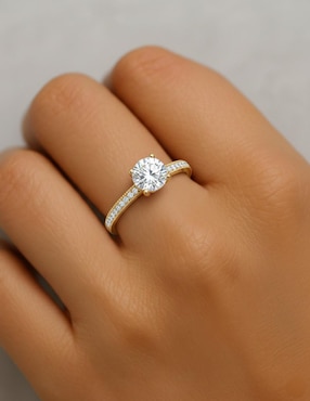 Anillo circular Joyería M De Leon 10 k de oro zirconia brillante