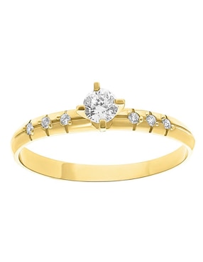 Anillo circular Joyería M De Leon 10 k de oro zirconia brillante