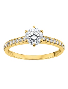 Anillo circular Joyería M De Leon 10 k de oro zirconia brillante