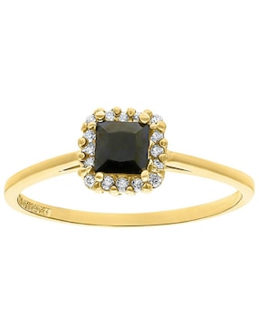 Anillo cuadrado Joyería M De Leon 10 k de oro zirconia brillante
