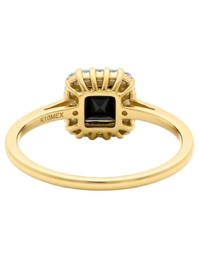 Anillo cuadrado Joyería M De Leon 10 k de oro zirconia brillante