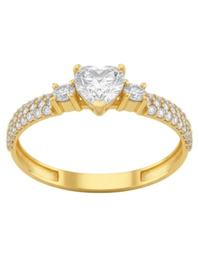Anillo de corazón Joyería M De Leon 10 k de oro zirconia brillante