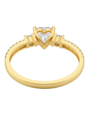 Anillo de corazón Joyería M De Leon 10 k de oro zirconia brillante