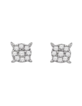 Aretes de Fianelli Minerva de oro blanco 14 K con acabado brillante diamante