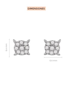 Aretes de Fianelli Minerva de oro blanco 14 K con acabado brillante diamante