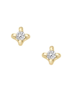 Aretes cortos de rombo Fianelli Escape de oro 14 K con acabado brillante diamante