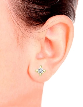 Aretes cortos de rombo Fianelli Escape de oro 14 K con acabado brillante diamante
