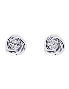 Aretes cortos de flor Klamore Gianna de oro 14 K con acabado brillante diamante