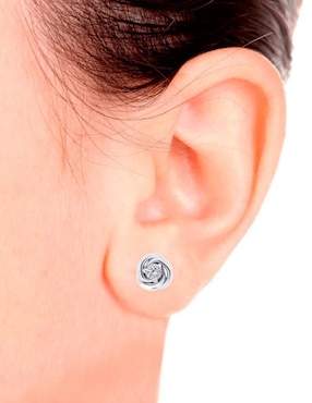 Aretes cortos de flor Klamore Gianna de oro 14 K con acabado brillante diamante