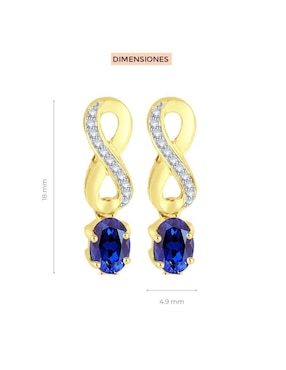 Aretes cortos de infinito Fascinare Lisa de oro 14 K con acabado brillante zafiro y diamante