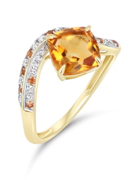 Anillo Joyerias Bizzarro 14 k de oro amarillo citrina y diamante brillante