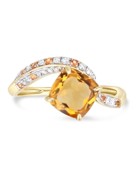 Anillo Joyerias Bizzarro 14 k de oro amarillo citrina y diamante brillante