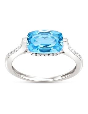 Anillo Joyerias Bizzarro 14 k de oro blanco topacio y diamante brillante