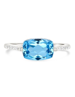 Anillo Joyerias Bizzarro 14 k de oro blanco topacio y diamante brillante