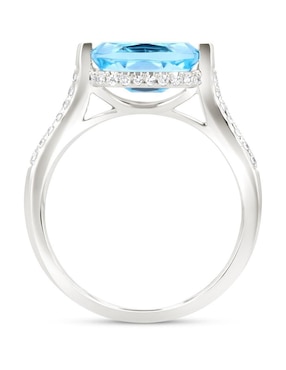 Anillo Joyerias Bizzarro 14 k de oro blanco topacio y diamante brillante