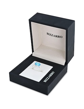 Anillo Joyerias Bizzarro 14 k de oro blanco topacio y diamante brillante