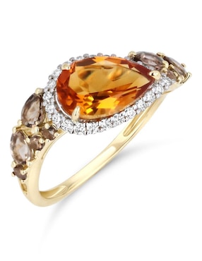 Anillo Joyerias Bizzarro 14 k de oro amarillo citrina y diamante brillante