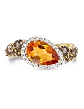 Anillo Joyerias Bizzarro 14 k de oro amarillo citrina y diamante brillante