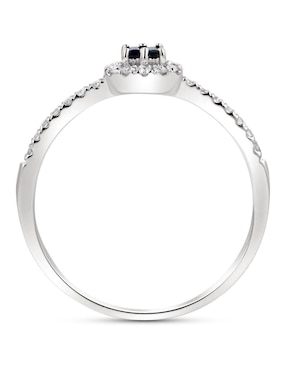 Anillo de baguette Joyerias Bizzarro 14 k de oro blanco zafiro y diamante brillante