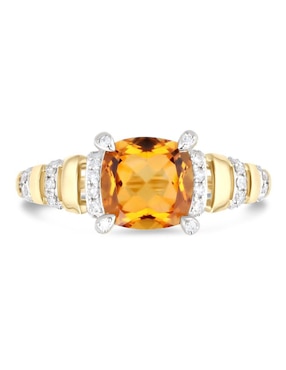 Anillo Joyerias Bizzarro 14 k de oro amarillo citrina y diamante brillante