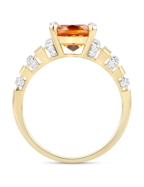 Anillo Joyerias Bizzarro 14 k de oro amarillo citrina y diamante brillante