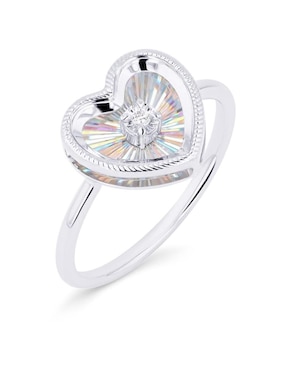 Anillo de corazón Joyerias Bizzarro 14 k de oro blanco diamante brillante