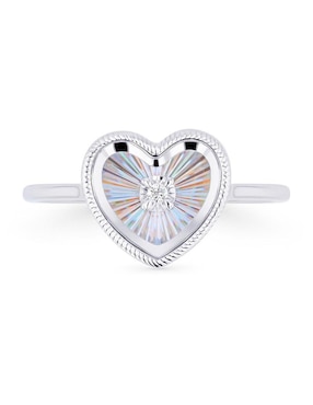Anillo de corazón Joyerias Bizzarro 14 k de oro blanco diamante brillante